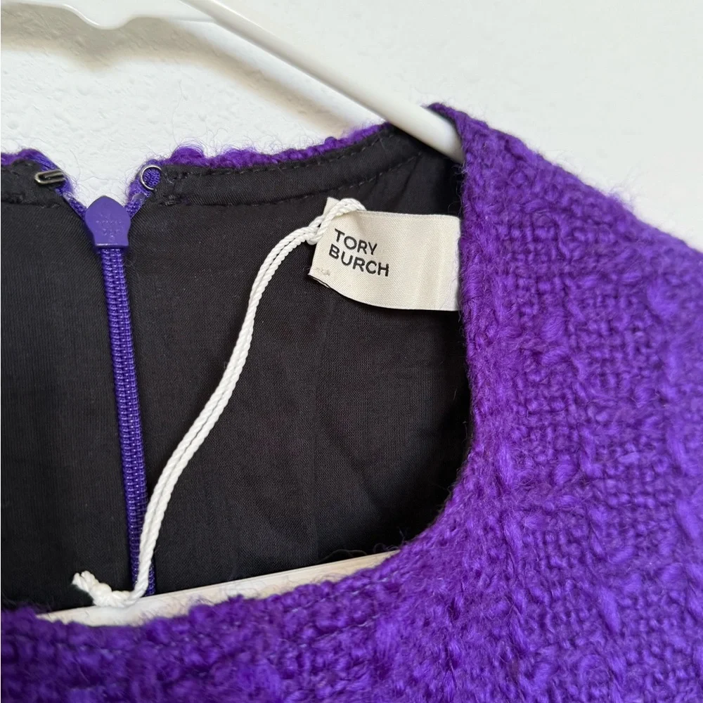 Worn once TORY BURCH Basketweave Tweed Top In Majestic Purple $998 2